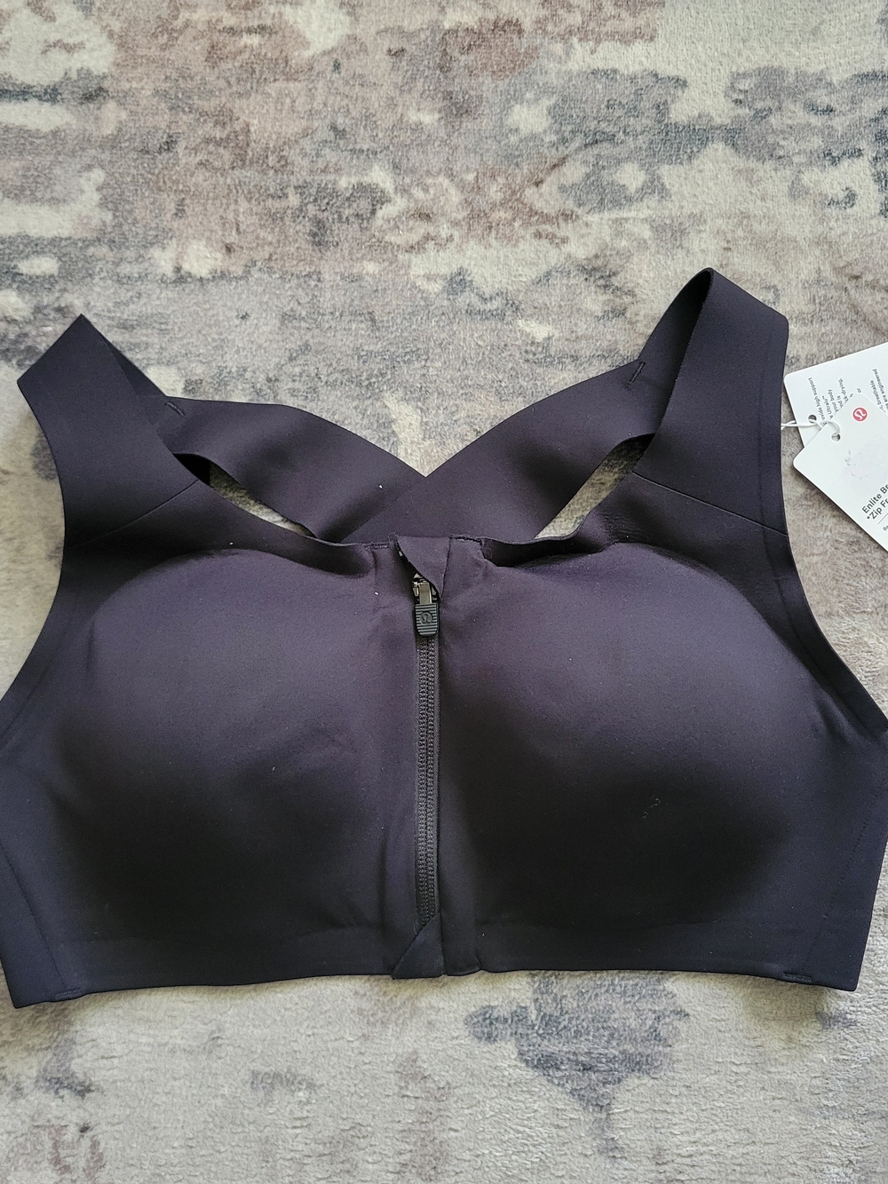 Lululemon Black Front-Zip Crossback Enlite Sports Bra 36C